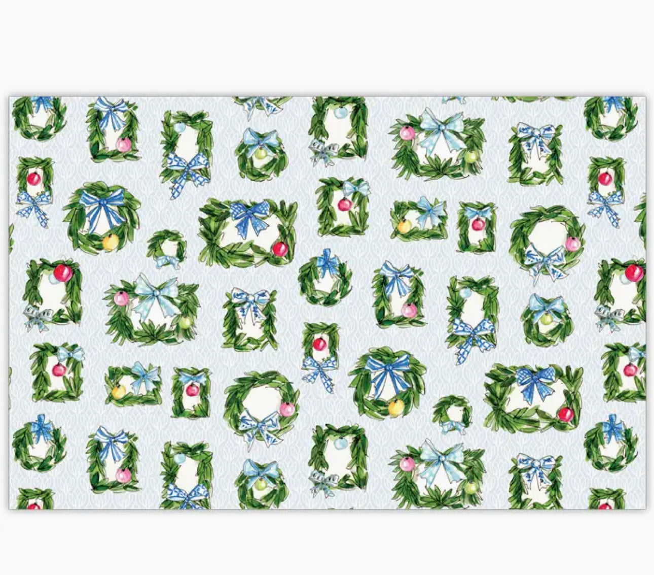 Handpainted Christmas Wreaths with Blue Bows Placemat