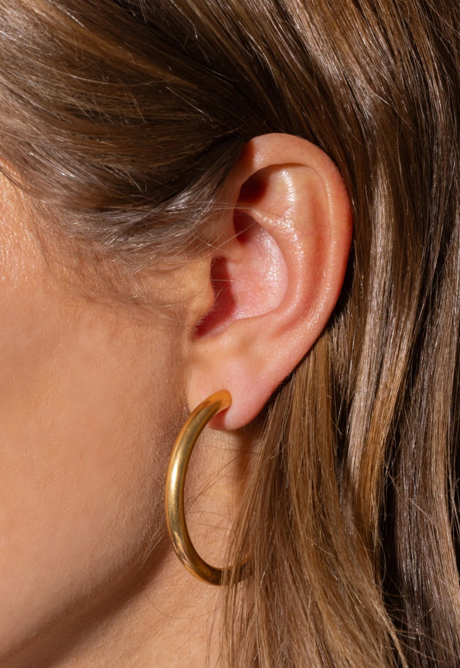 Terry Gold Large Hoop Earrings by Taylor Elliott Designs