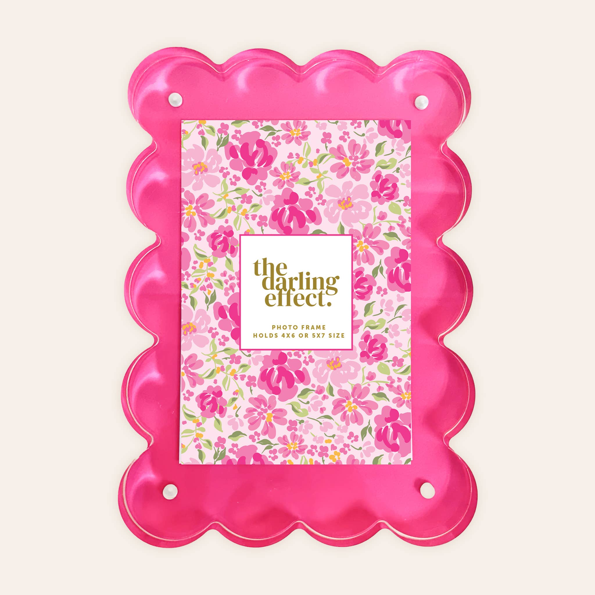 Hot Pink Rectangle Scalloped Acrylic Frame