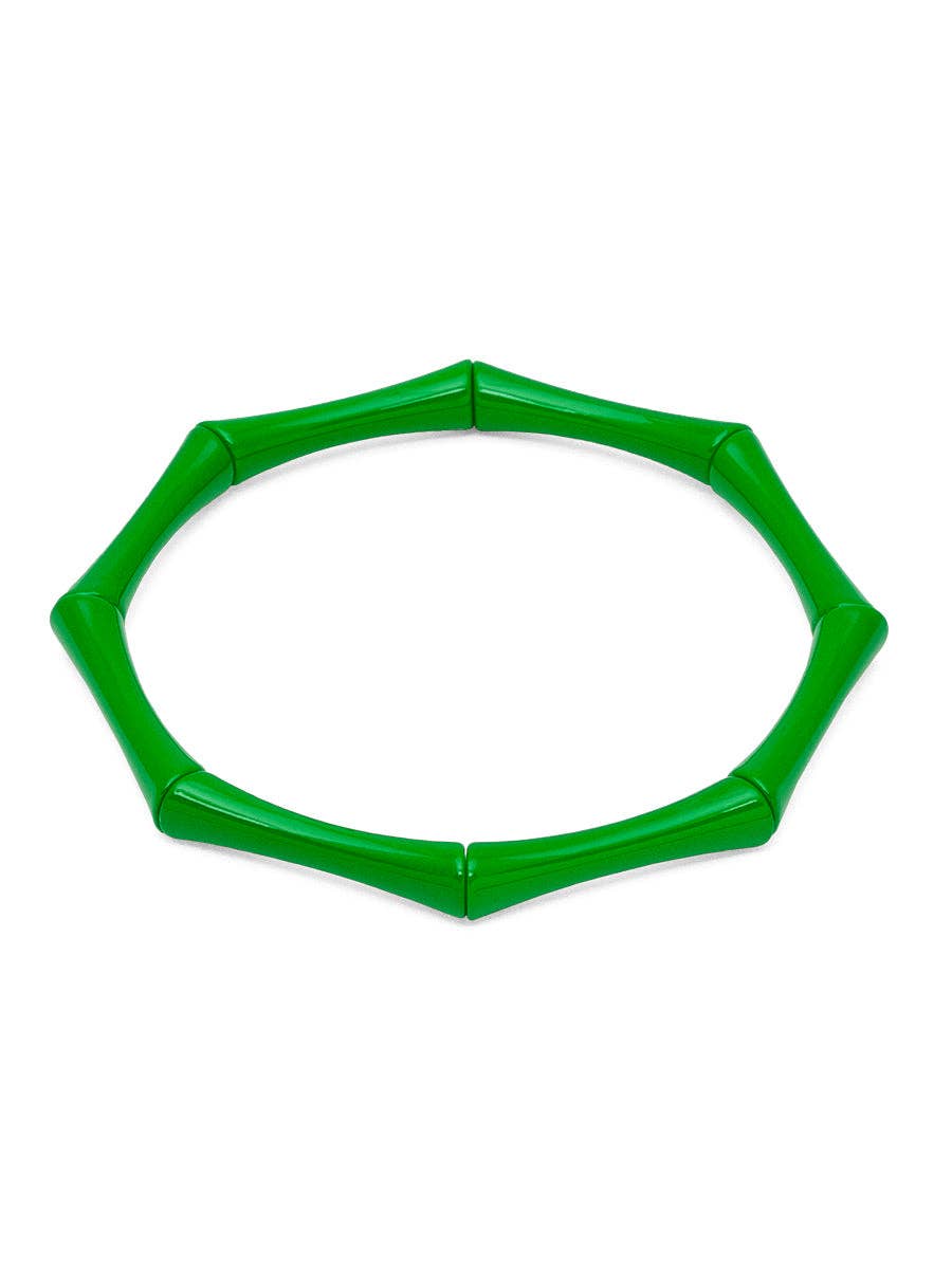Enamel Bamboo Stretch Bracelet / EMERALD