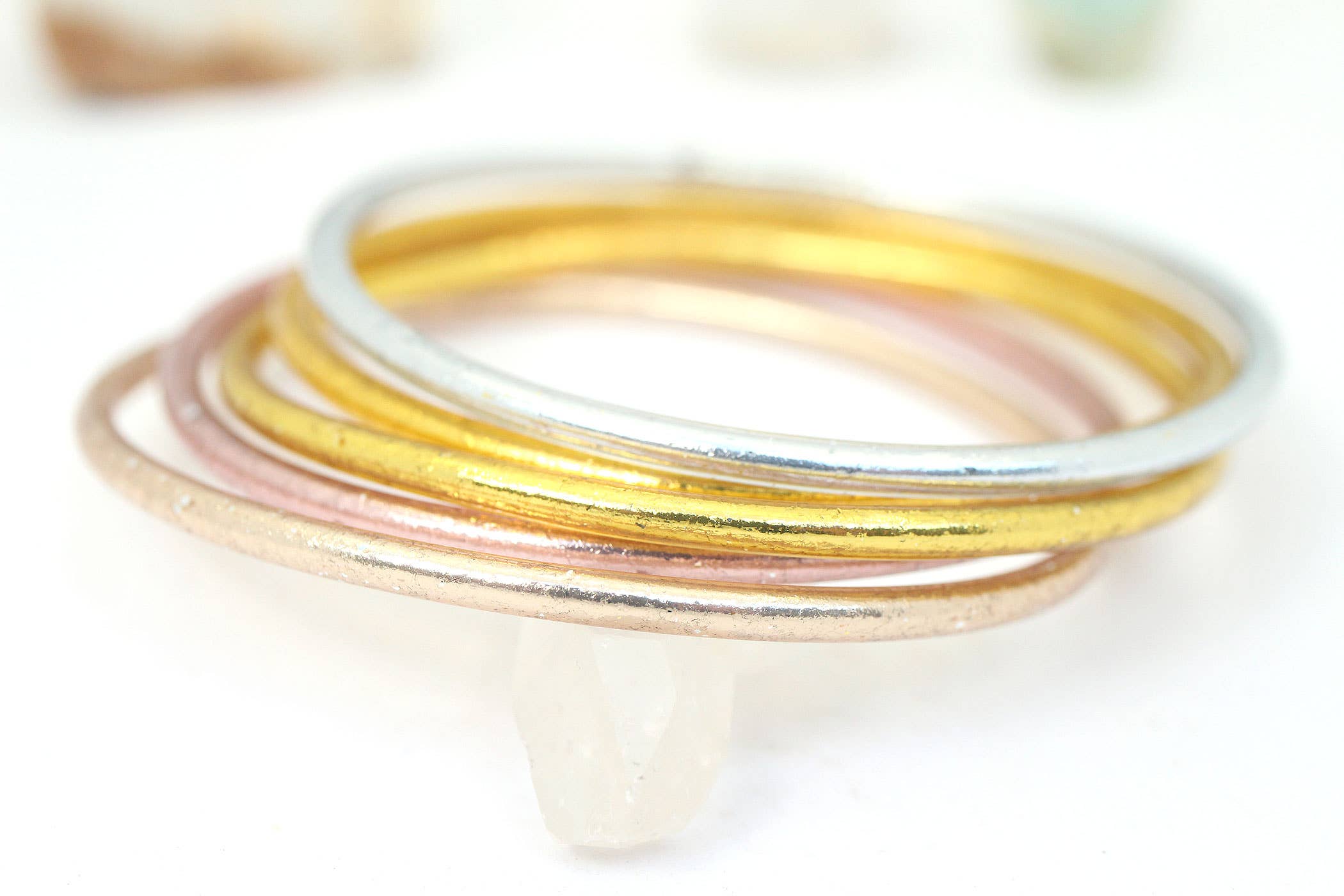 Champagne Thin Thai Buddhist Temple Bracelet Bangle
