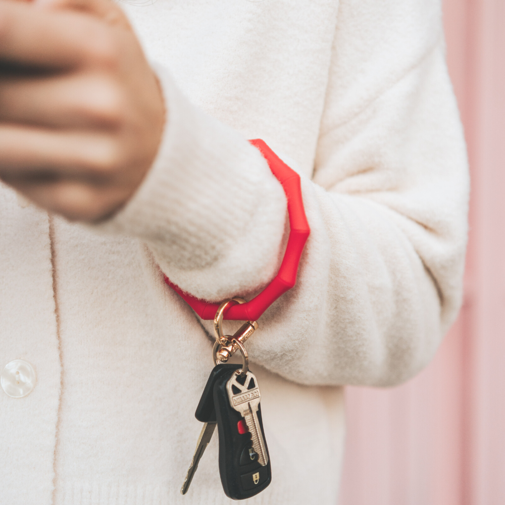 Bamboo Bracelet Key Ring with Gold Clasp