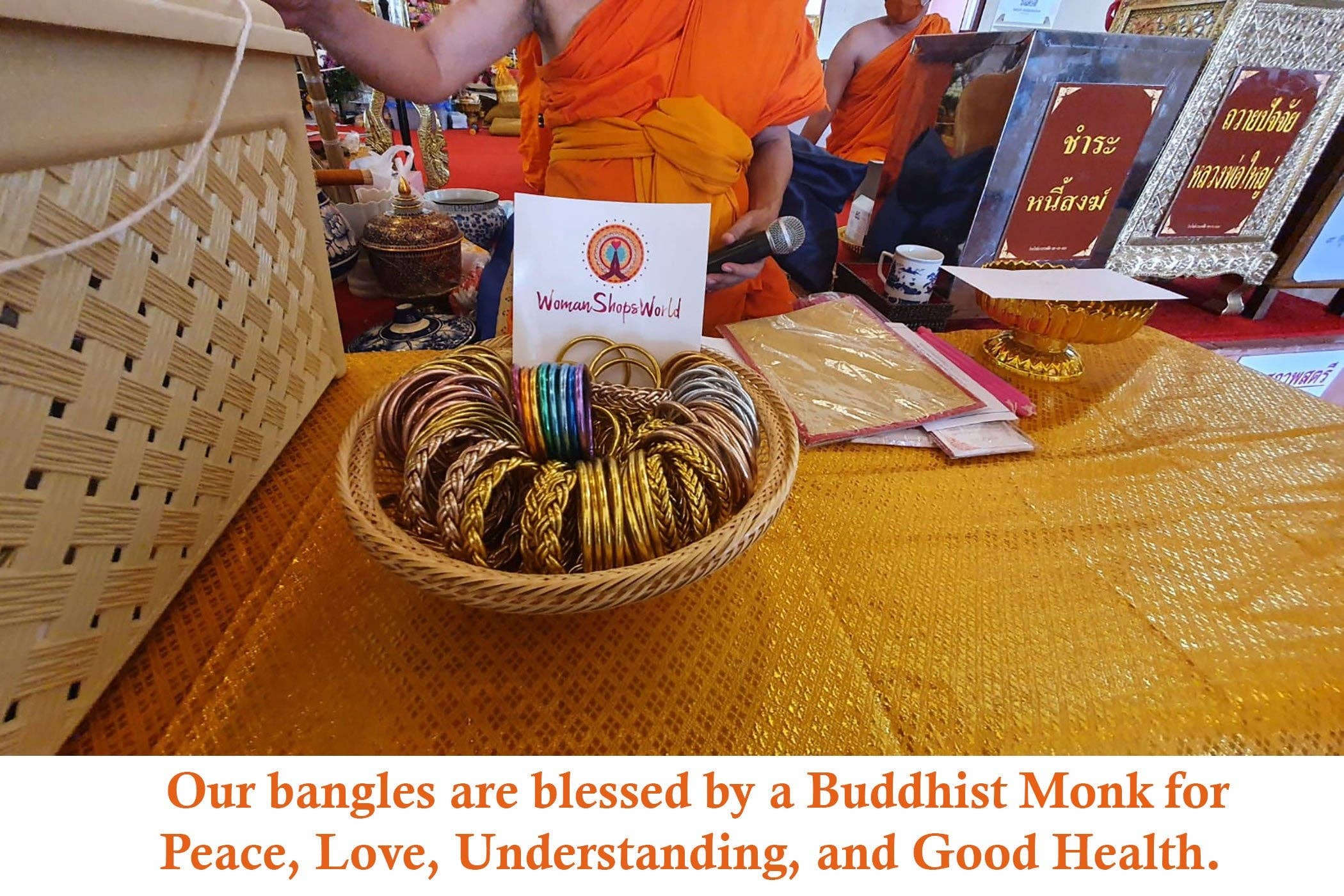 Single Rainbow Thai Buddhist Temple Bracelet Bangle / Bubblegum