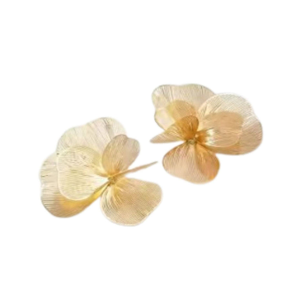 Amanda Flower Statement Earrings - Gold