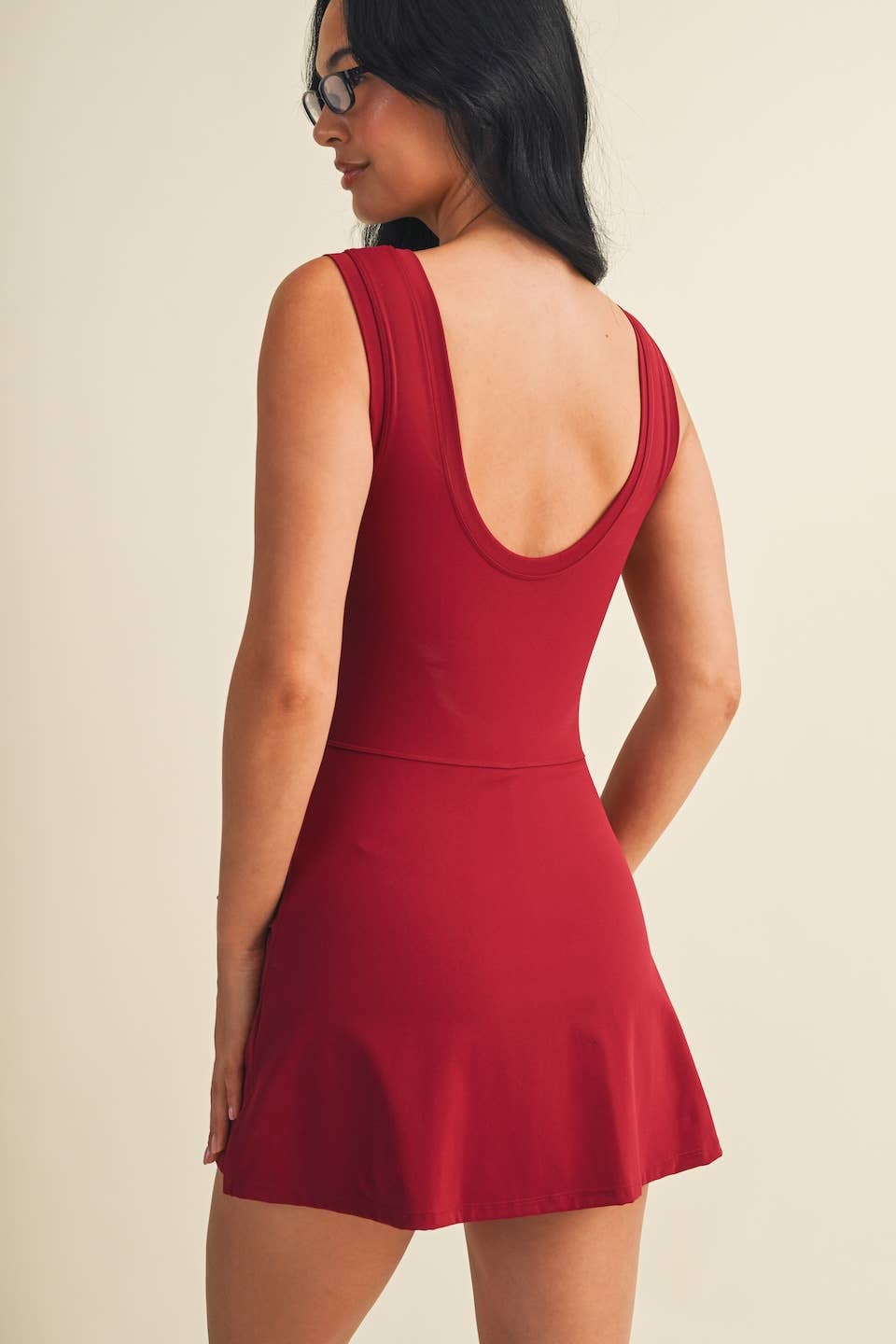 Sleeveless Wrap Tie Front Dress | Dark Cherry