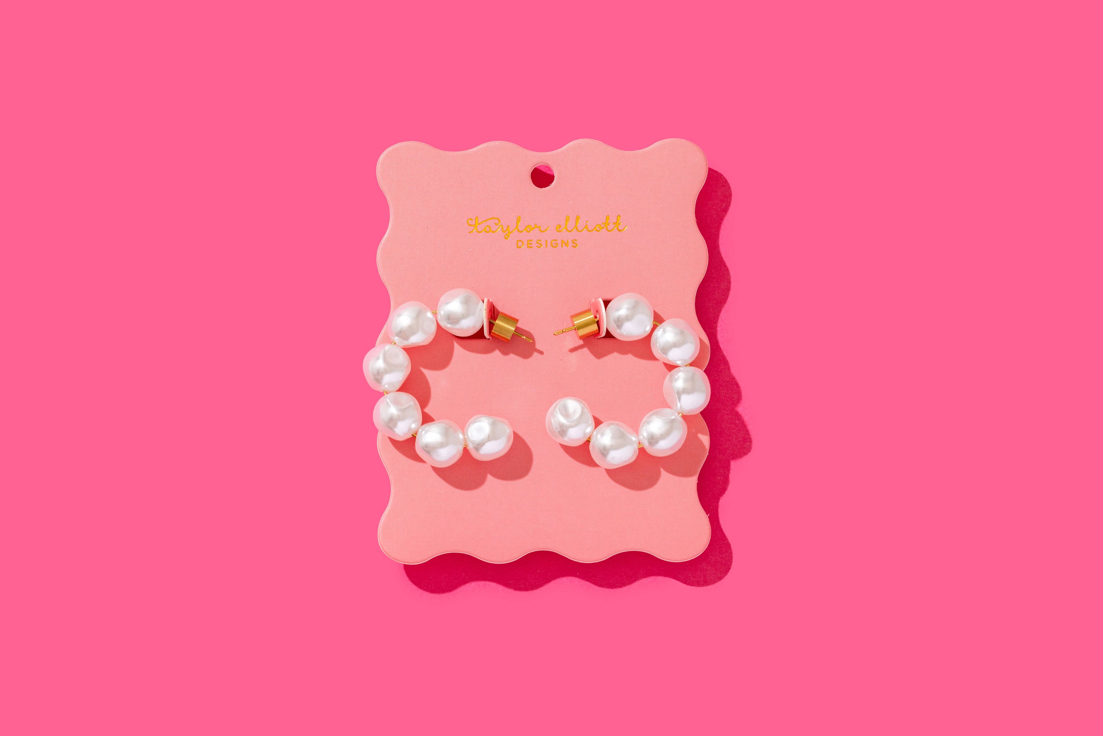 Hoop Earrings - Medium - Gold-Plated w/ Pearls - Megan