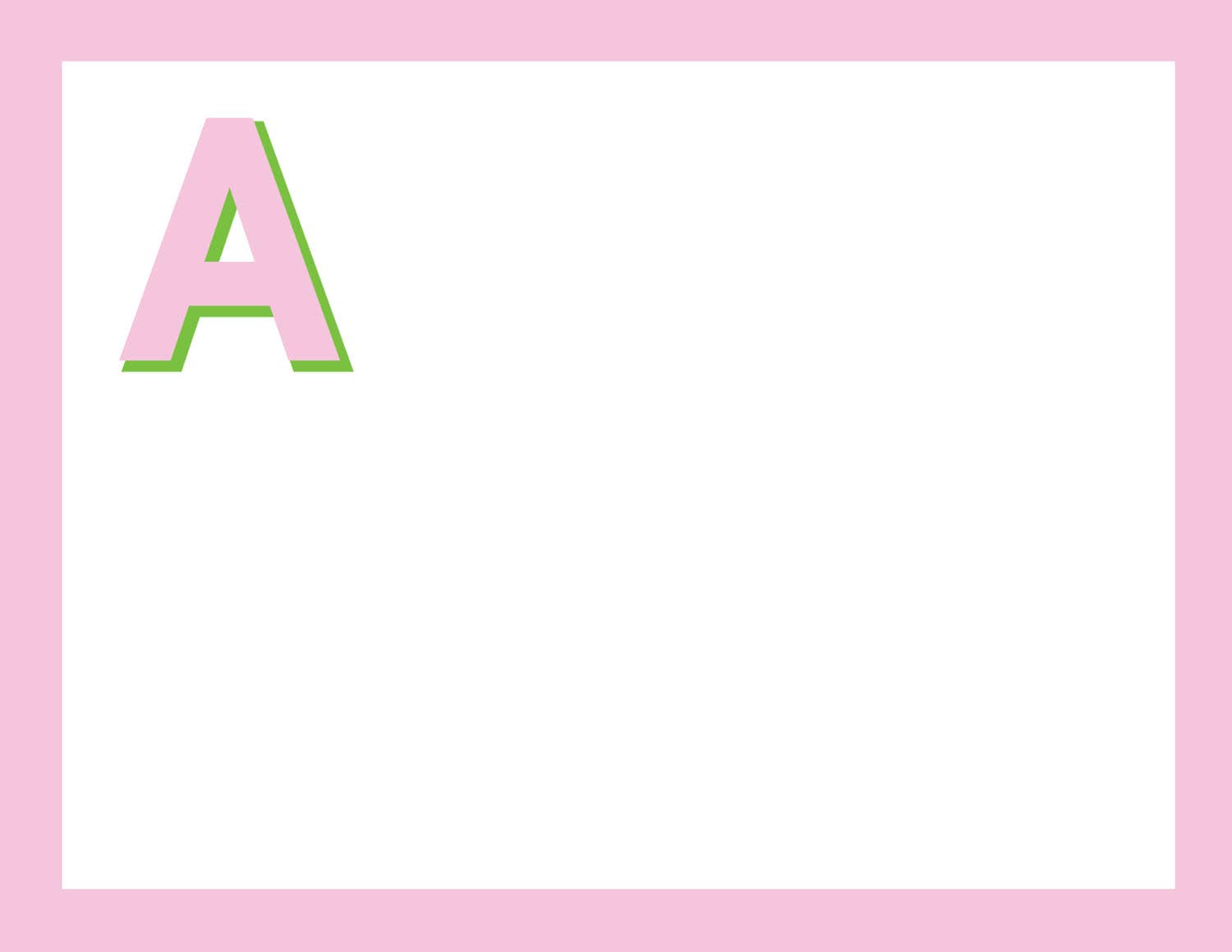 BRIGHT INITIAL FLAT NOTE CARDS: PINK & KELLY