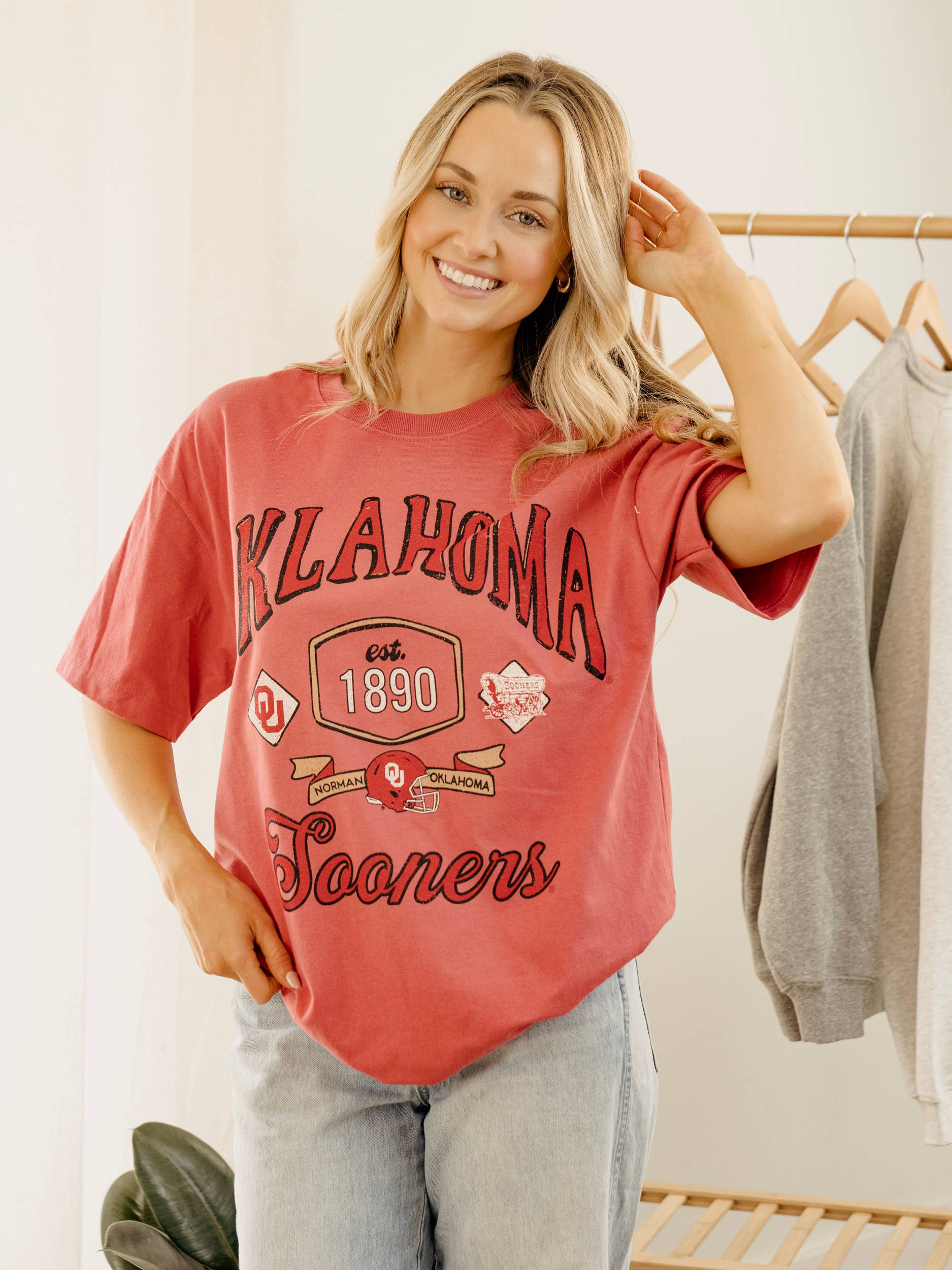 OU Oklahoma Sooners Patches Red Heavyweight Tee