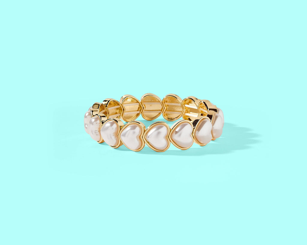 Hartley | Stretch Bracelet | Red Enamel w/Pink Bead Hearts