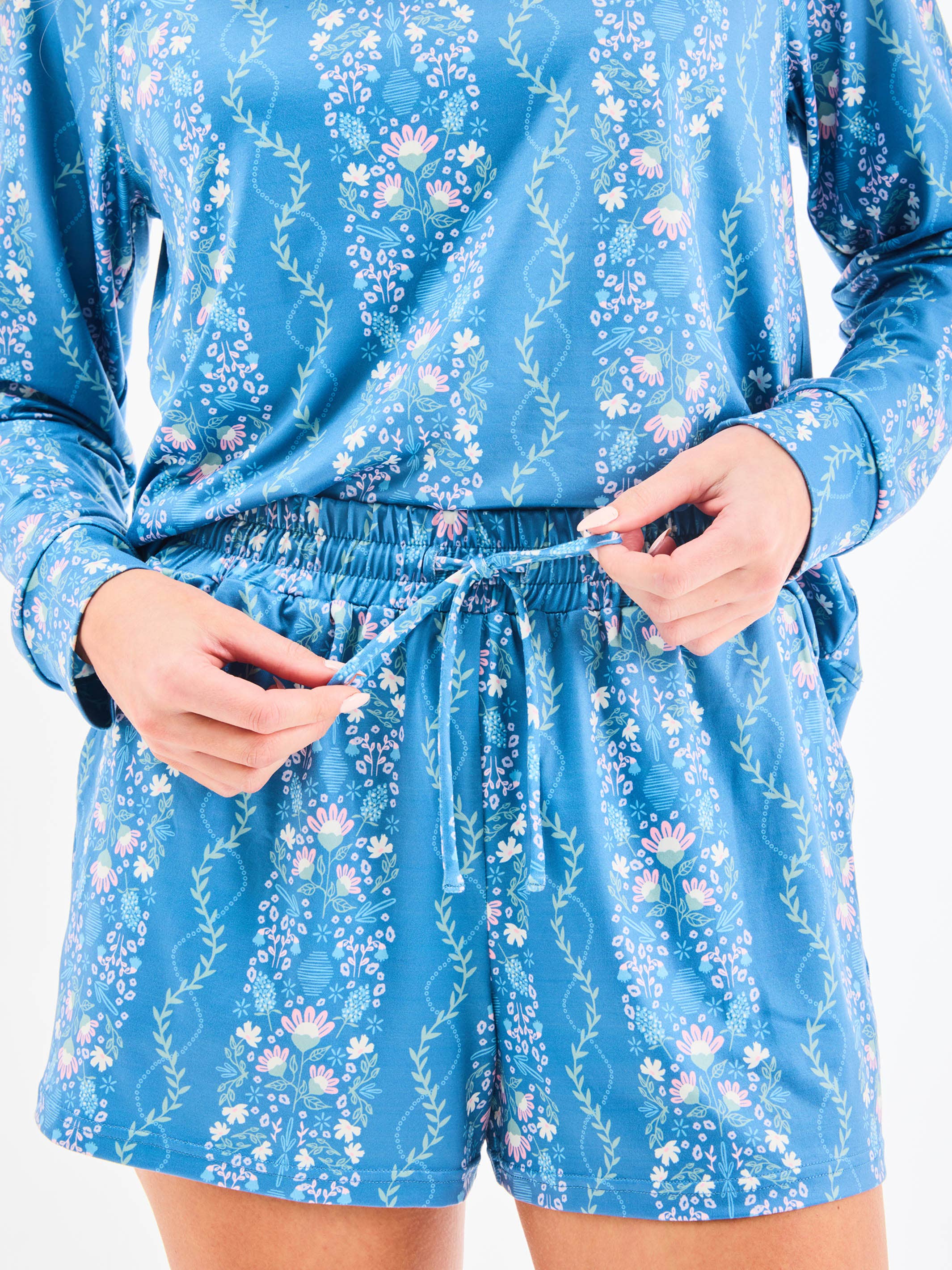 Annie Pajama Shorts Set | Ivy Lane Blue