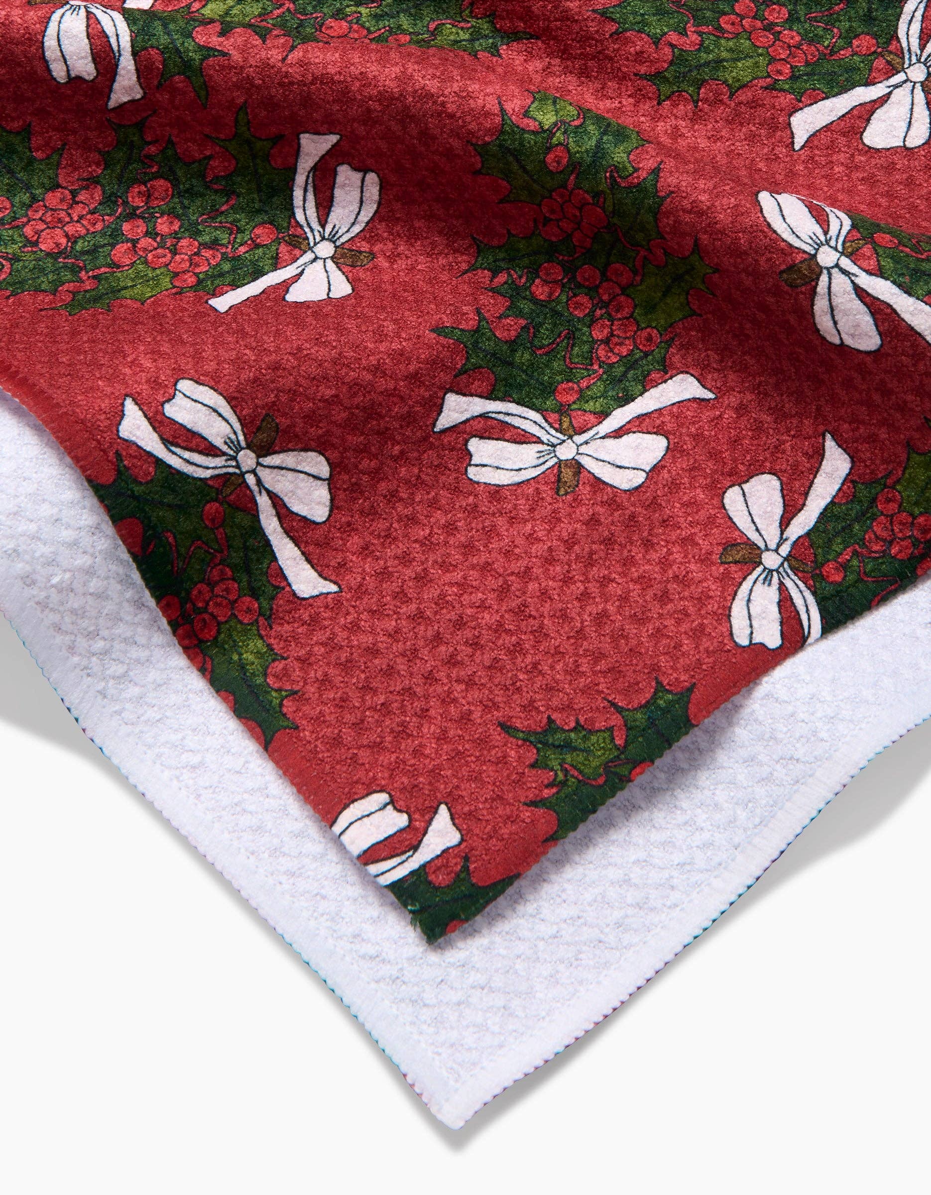 Christmas Berry Bow Tea Towel