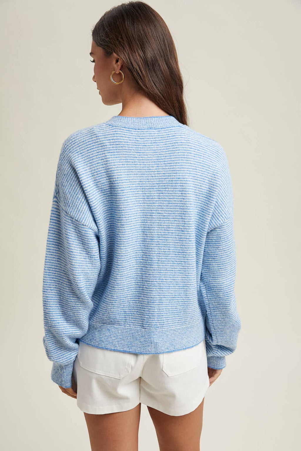 STRIPED BUTTON-UP SWEATER | Coastal