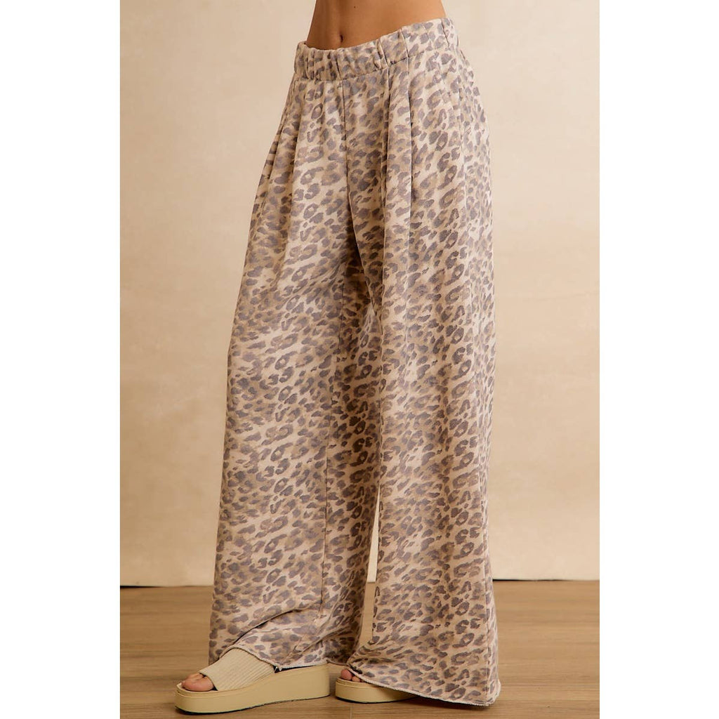 LEOPARD PRINT FULL LENGTH WIDE LEG LOUNGE PANT