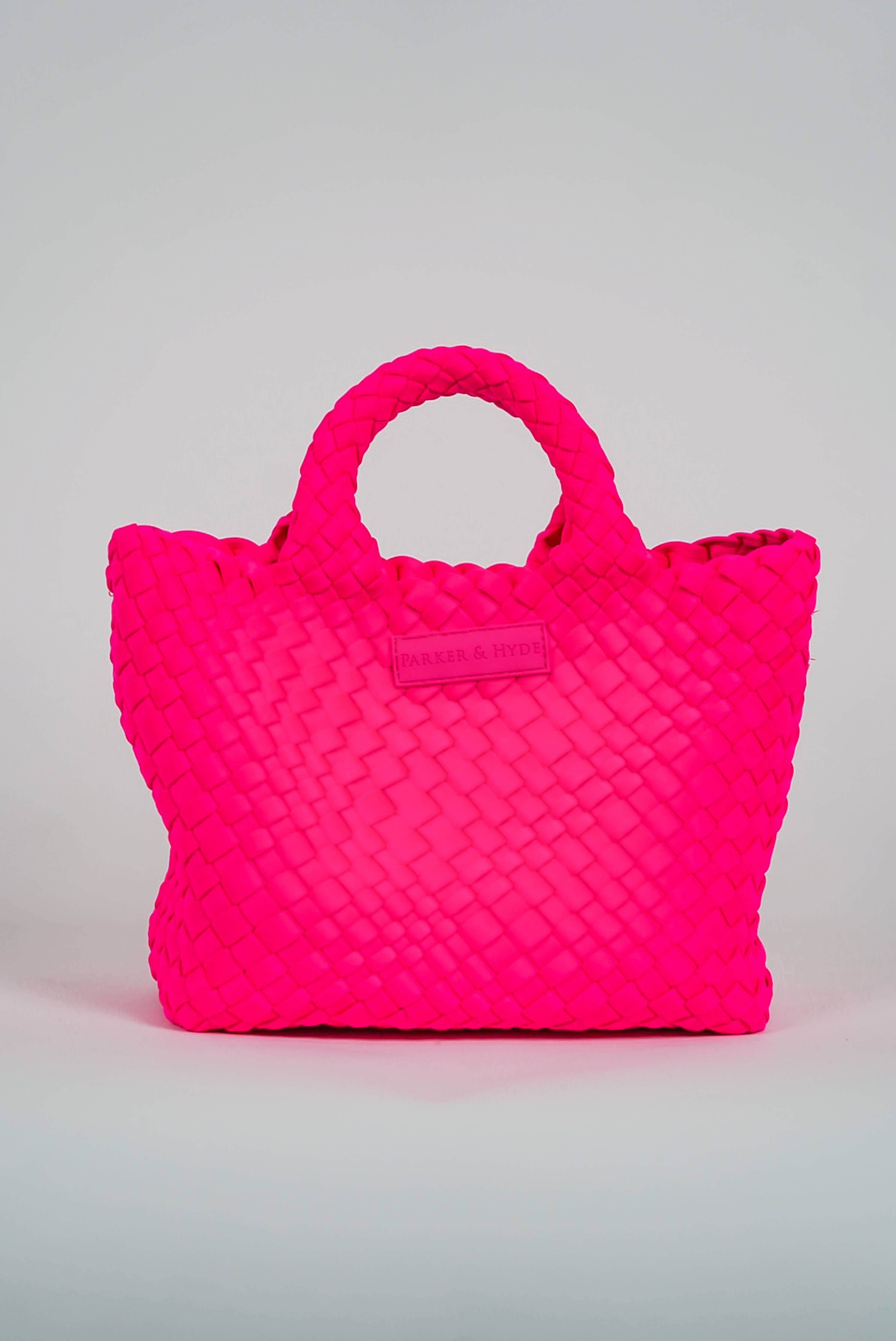 Mini Woven Tote - Neon Pink