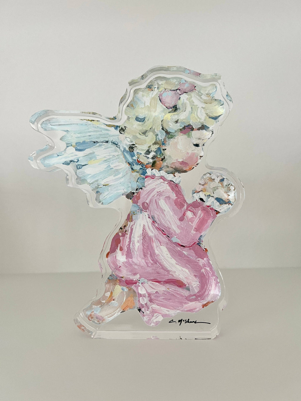 Tiny Wings Large acrylic shelfie : Pink