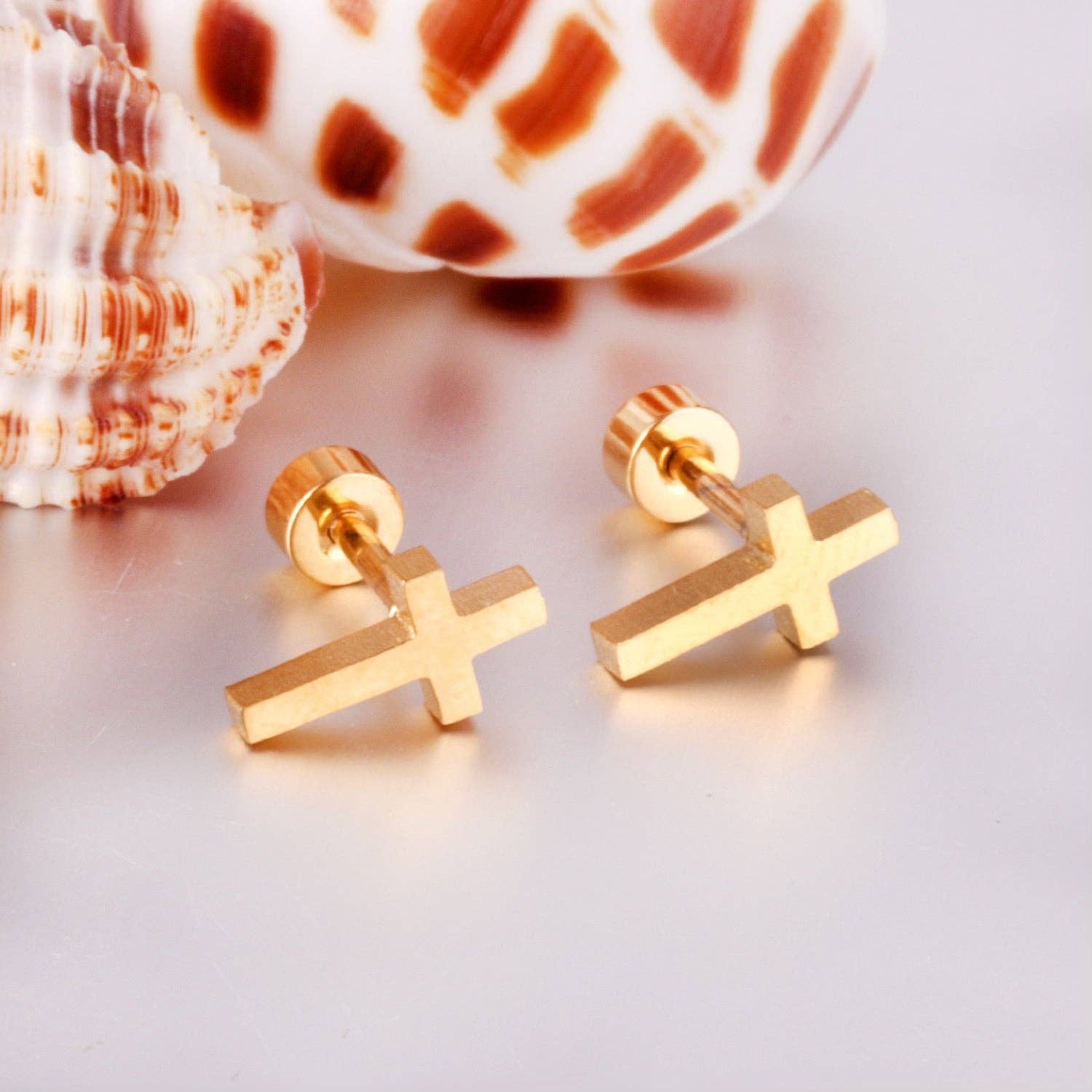 Catherine Cross Screwback Stud Earrings