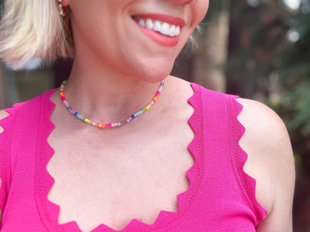 Rainbow Mini Beaded Necklace - Leigh