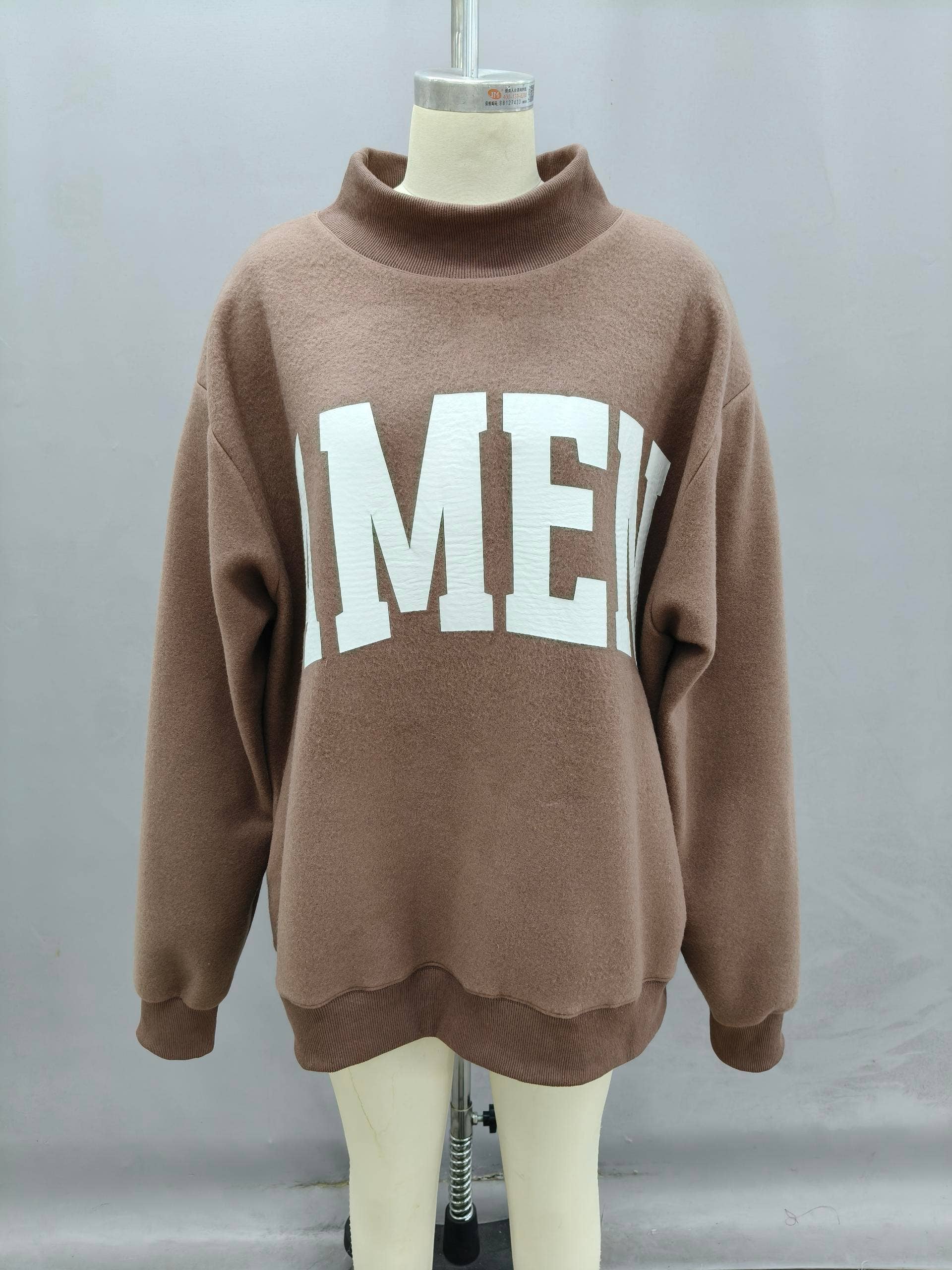 'WWJD & AMEN' Reversible Mock Neck Sweatshirt