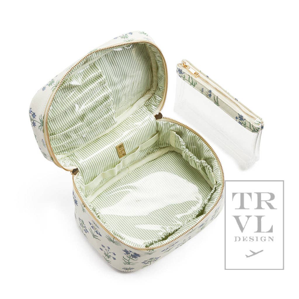 Luxe Provence Train 2 - Cosmetic Bag With Green Pinstripe