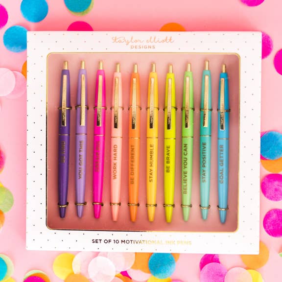 Motivational Pen Set - Asst Colors - 10 Piece Set