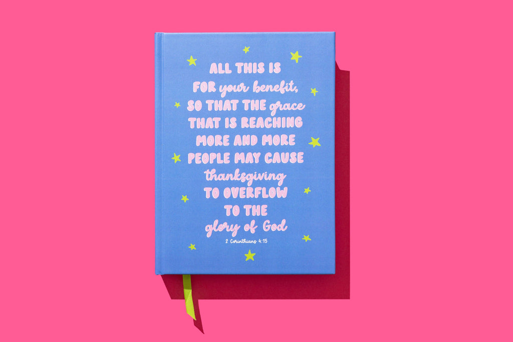 Hardcover Notebook - Bible Verse - Blue w/ Stars - 200 Pages