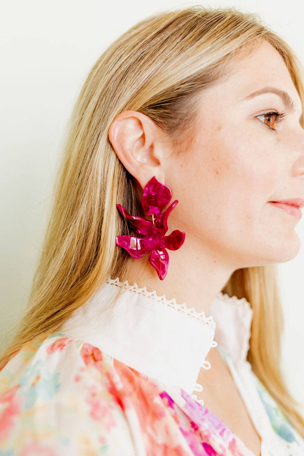 Flora Statement Earrings - Pinot Noir