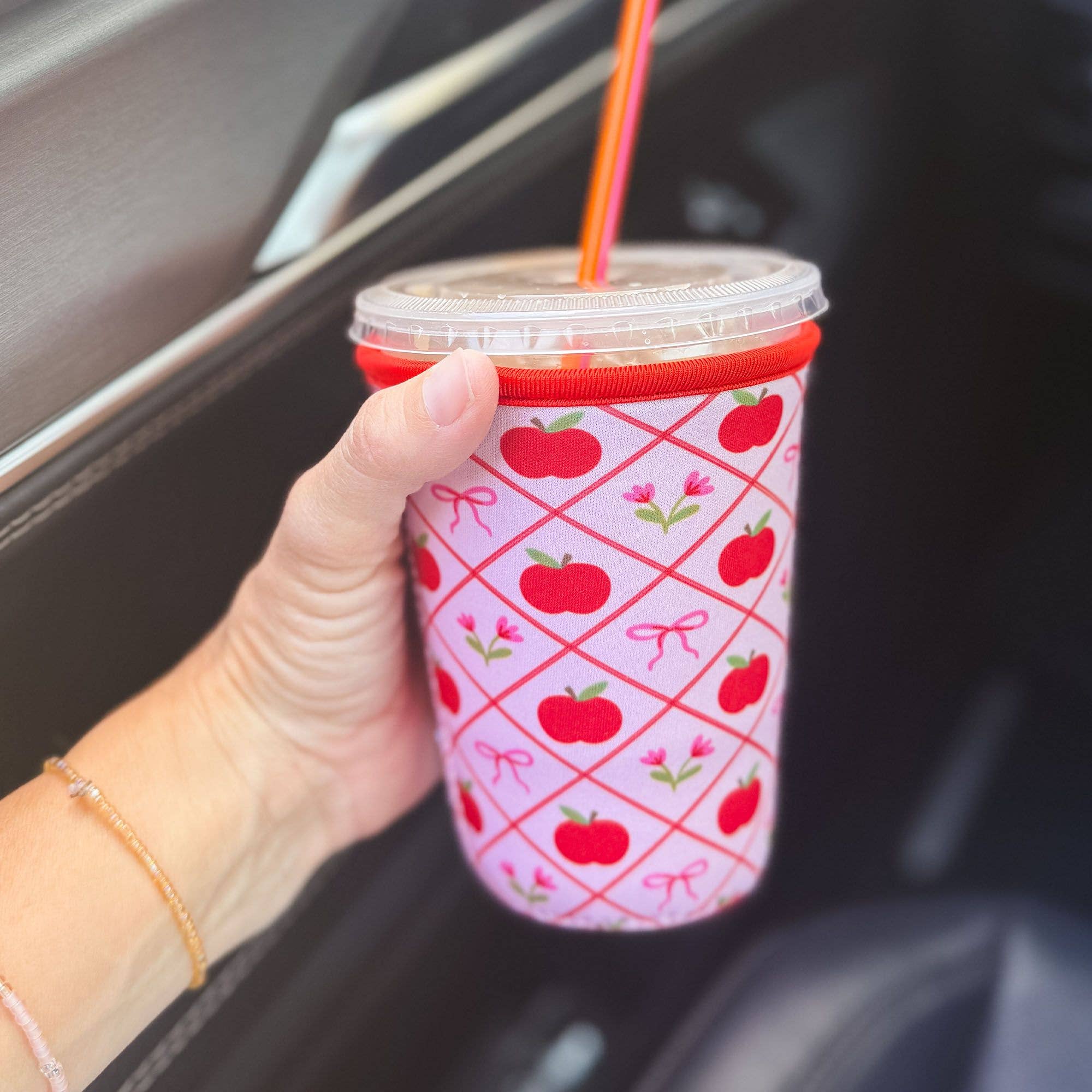 Apples & Bows Teacher Drink Sleeve: Small