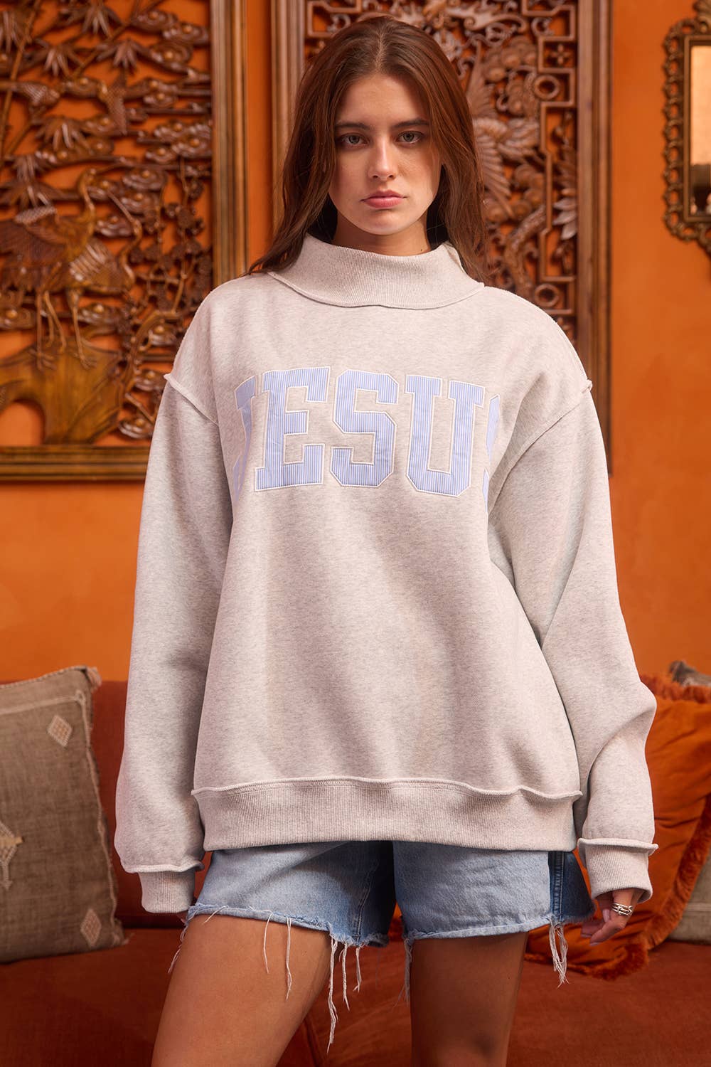 JESUS Applique Patch Sweatshirt