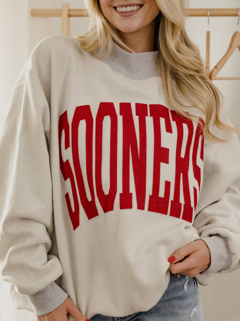 OU Sooners Tall Boy Gray Reversible Mock Neck Sweatshirt