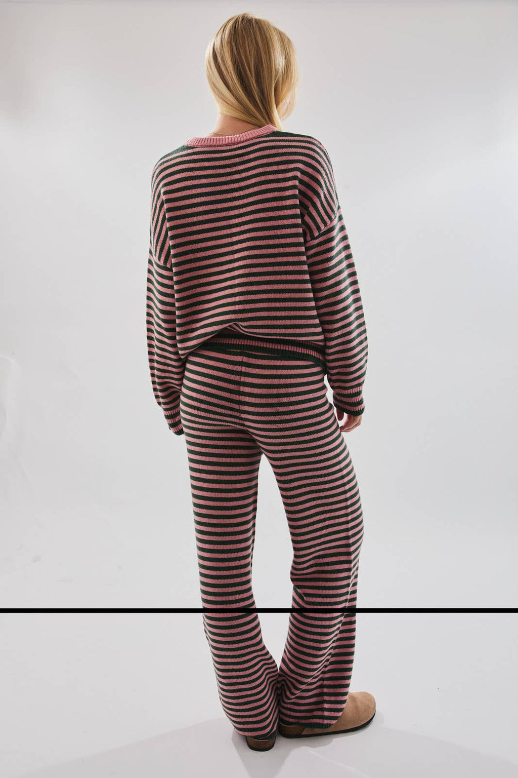 PINK & GREEN STRIPE SWEATER SET