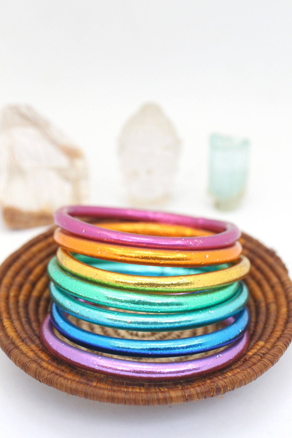 Single Rainbow Thai Buddhist Temple Bracelet Bangle / Bubblegum