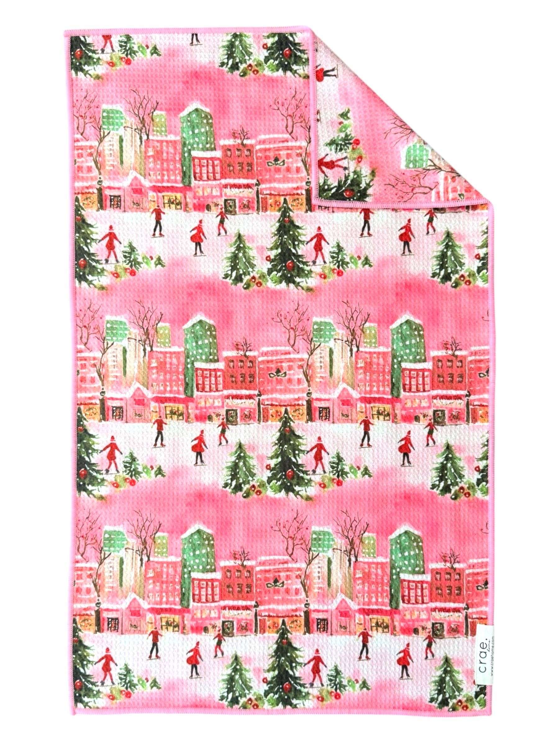 City Sidewalks: Double-Sided Hand Towel: Pink / 17x27 in / Hand Towel