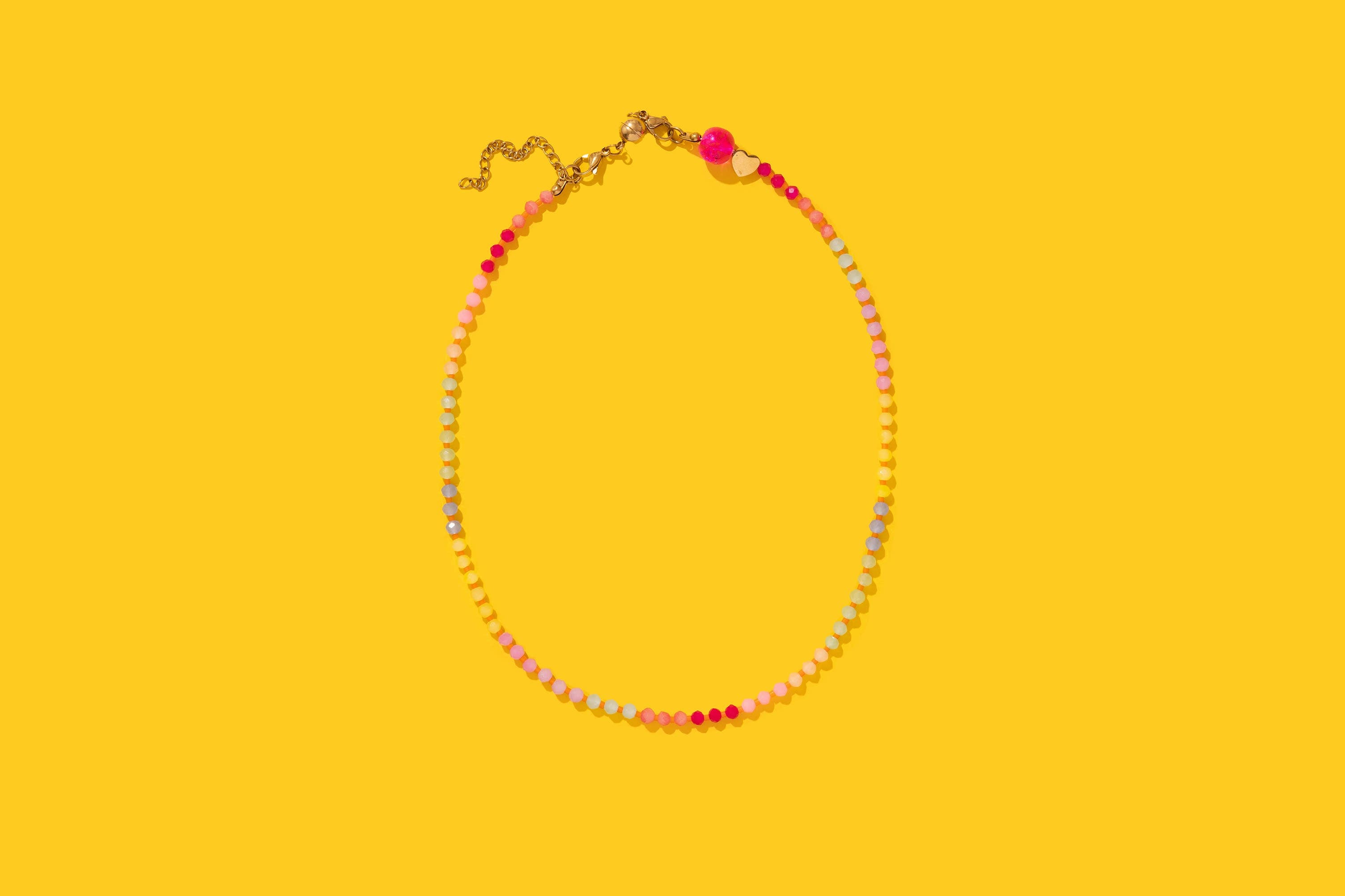 Beaded Necklace - Multi-Colored + Pink - Riley