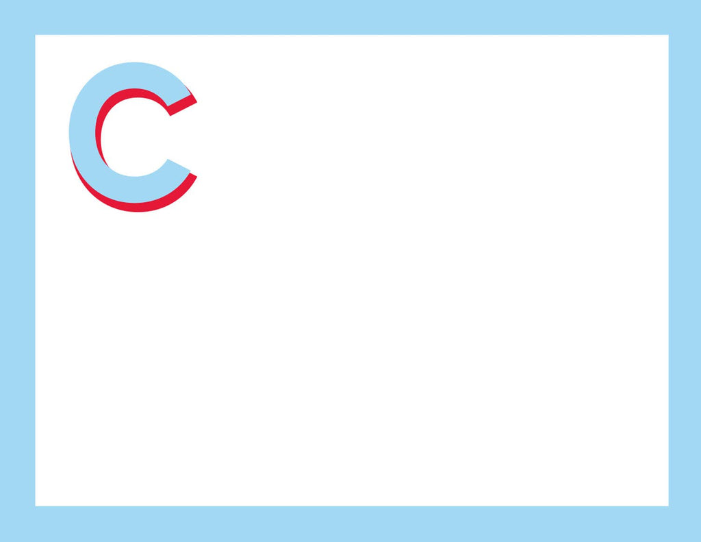 BRIGHT INITIAL FLAT NOTE CARDS: BLUE & RED