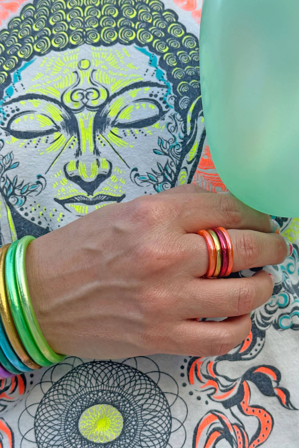 Pink Thai Buddhist Temple Rings