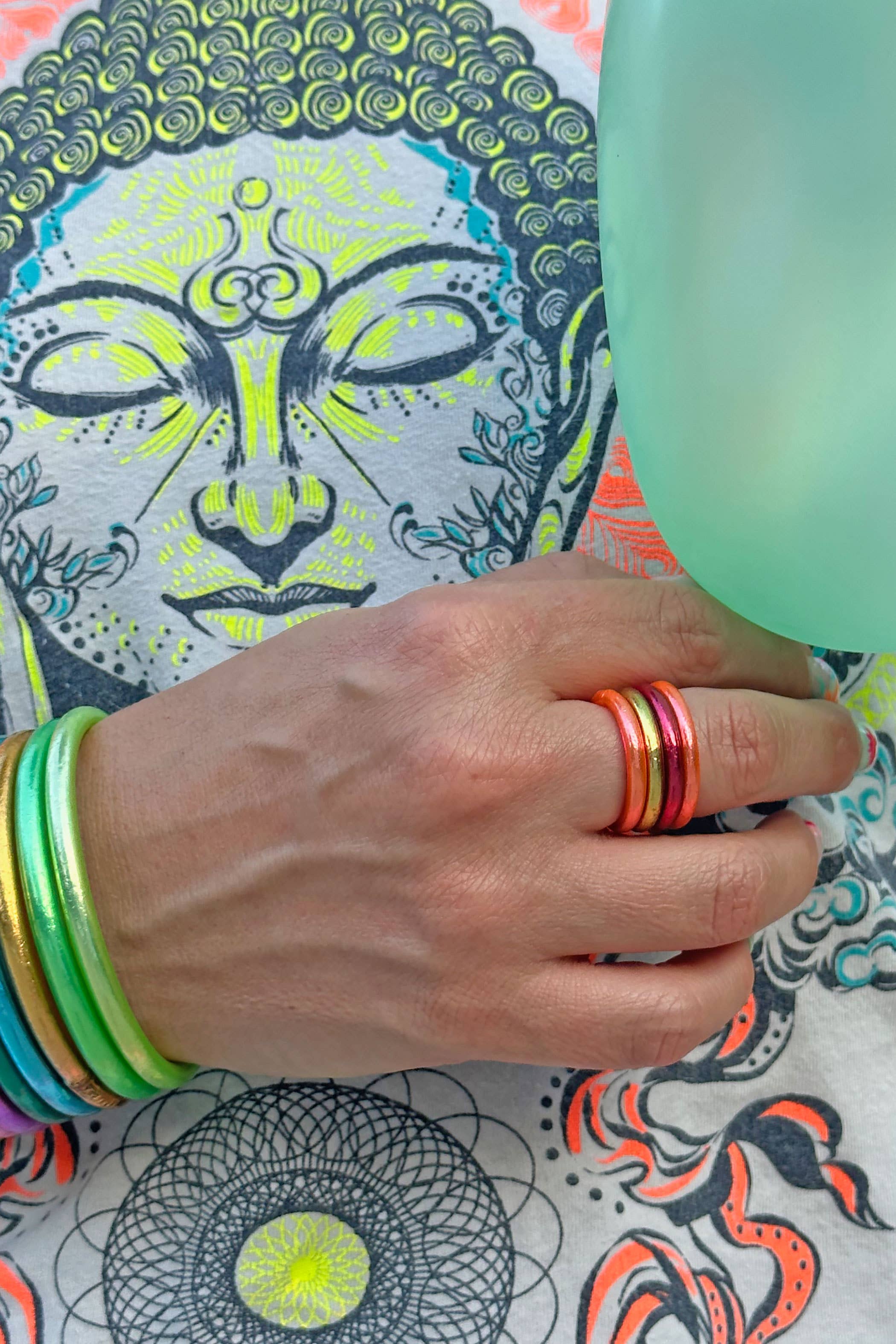 Pink Thai Buddhist Temple Rings