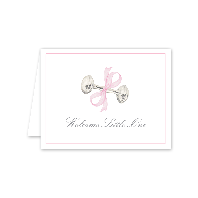 Rattle and Bow Pink: Single Card