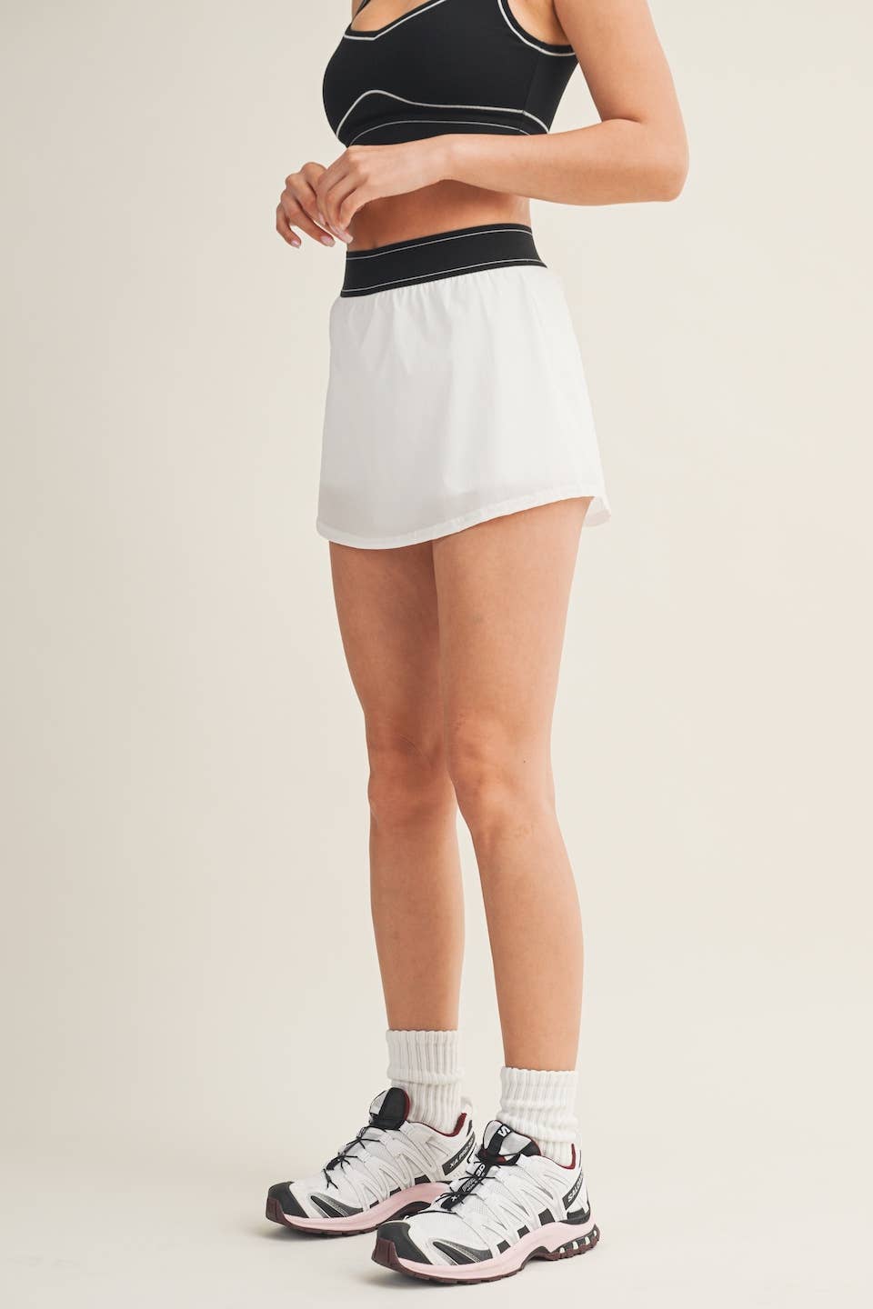 White Skort with Elastic Waistband
