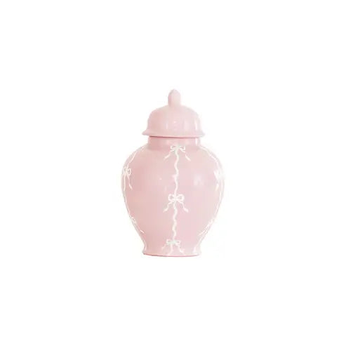 Bow Stripe Ginger Jars in Cherry Blossom Pink | Large