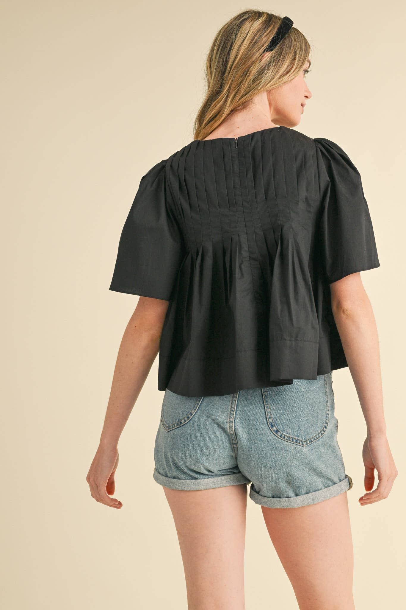 PLEATED SHORT SLEEVE TOP CERISE PINK
