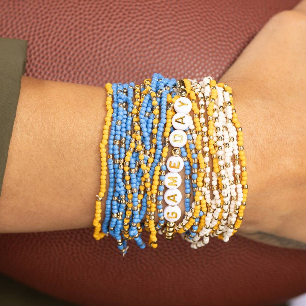 Stretch Seed Bead Solid Game Day Bracelets | Blue