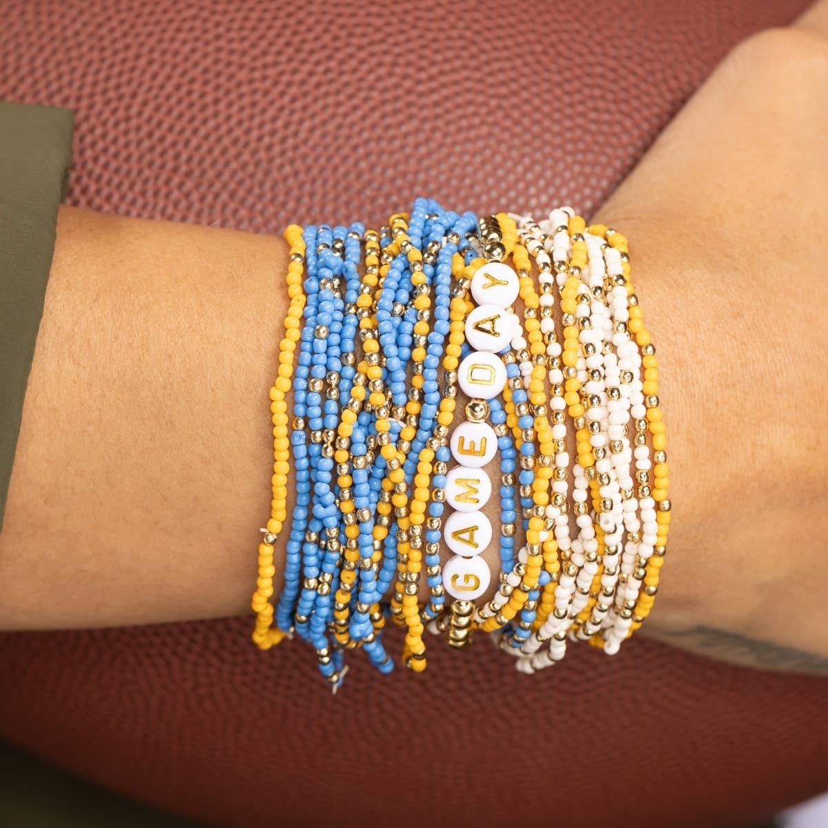 Stretch Seed Bead Solid Game Day Bracelets | Blue