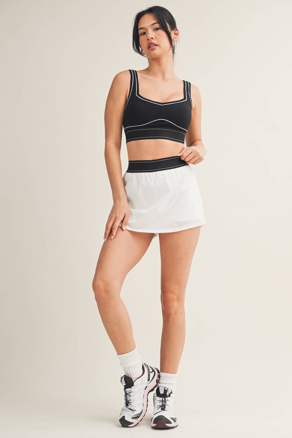 White Skort with Elastic Waistband