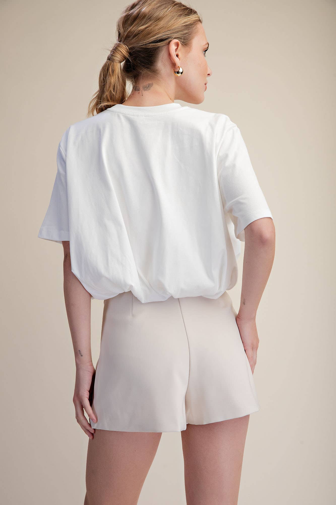 Cropped Bubble Hem T-Shirt