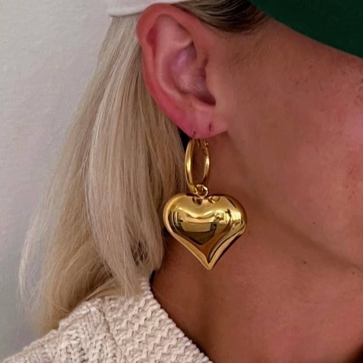 BUBBLE HEART EARRINGS : GOLD