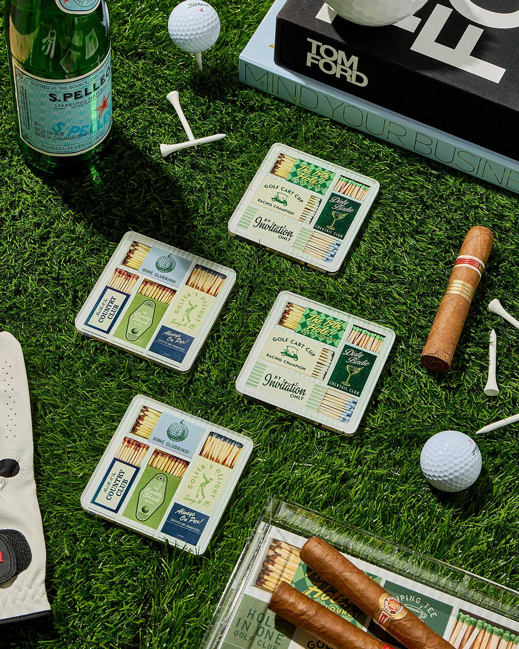 Golf Matchbook Coasters: Boxed Set of 4