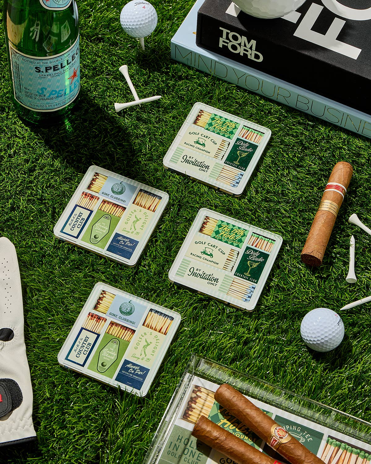 Golf Matchbook Coasters: Boxed Set of 4