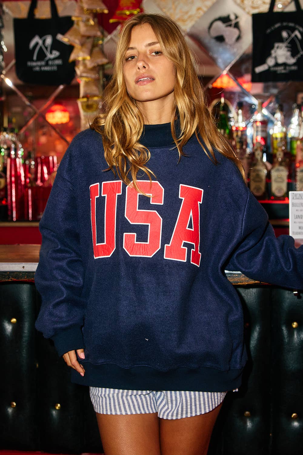 USA & FLAG Reversible MockNeck Sweatshirt | Navy