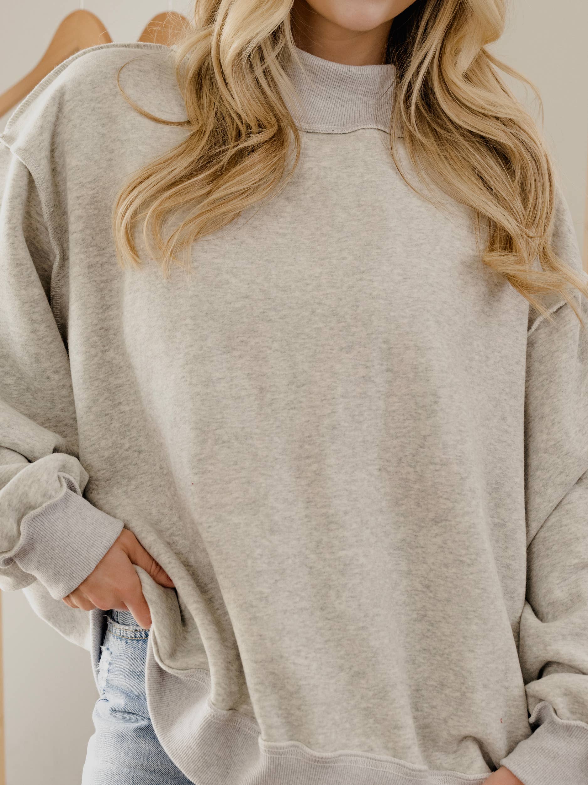 OU Sooners Tall Boy Gray Reversible Mock Neck Sweatshirt