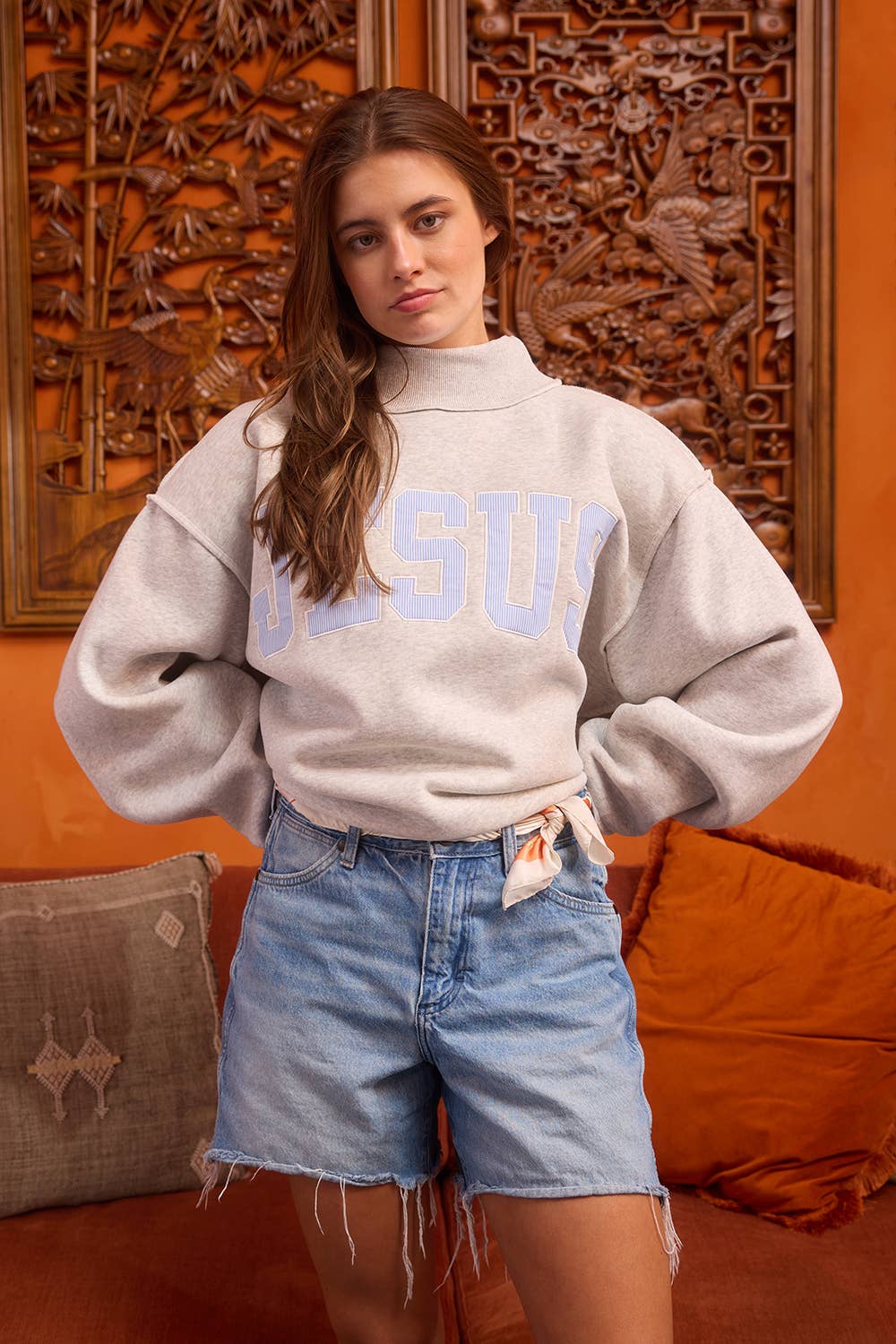JESUS Applique Patch Sweatshirt